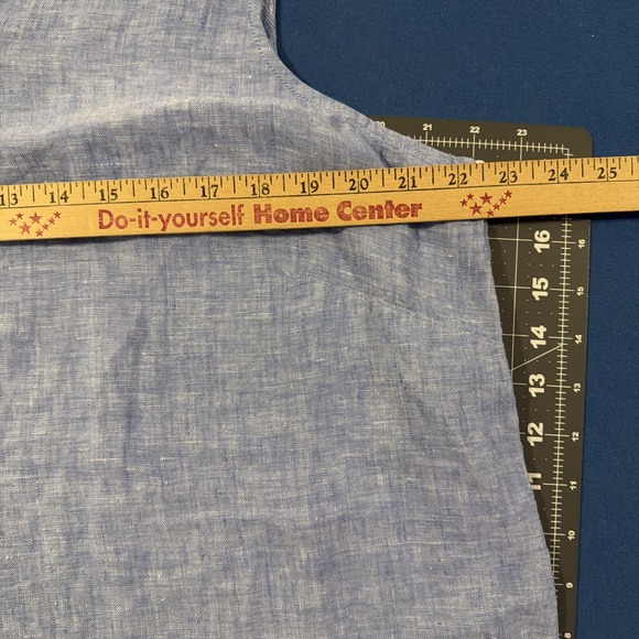 Tahari Linen Shirt Dress Size 1X Sky Blue Heather Button-Front Sleeveless - New - Picture 8 of 8